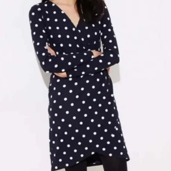 Loft size 10 long sleeve polka dot stretchy dress Twee Workplace Siren - Picture 10 of 10